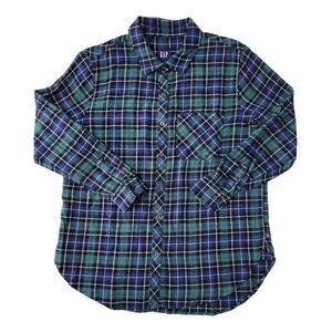 Gap Women's Soft Long Sleeve Hi-Low Hem Relaxed Fit Flannel - Nixie Plaid